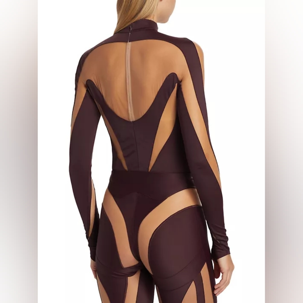 3S. NWT MUGLER ILLUSION MESH INSERT BODYSUIT SIZE FR 36 / US 4 - Picture 5 of 15